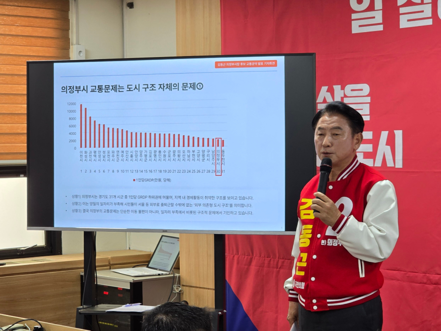 첨부2. 교통공약을 발표하고 있는 김동근 의정부시장 후보.jpg