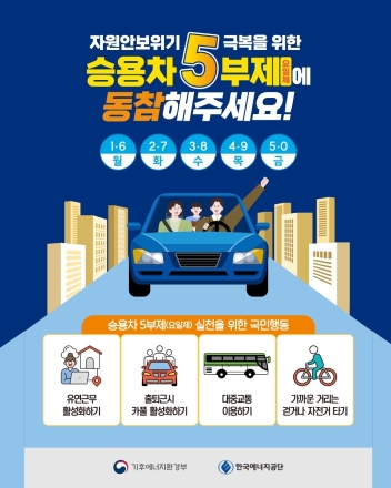 동두천시, ‘자원 안보 위기’ 대응 공공기관 승용차 5부제 전격 시행
