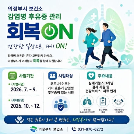 의정부시, 전국 최초 감염병 후유증 관리 ‘회복ON’ 가동